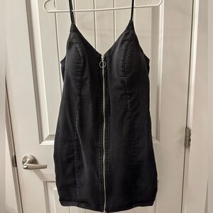 denim zip up dress